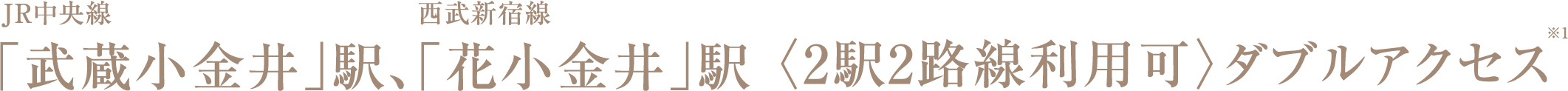 「武蔵小金井」駅、「花小金井」駅 2駅2路線利用可 ダブルアクセス
