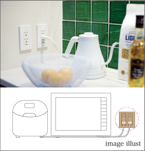 食器棚のコンセント4口（2回路）